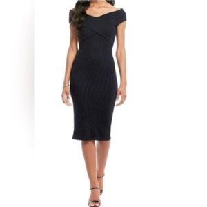 **EUC** Michael Kors Ribbed Crossover Off-The-Shoulder Dress
